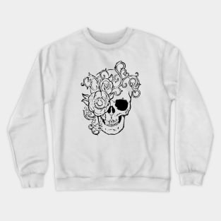 Filigree Skull With Flower Original Art Crewneck Sweatshirt